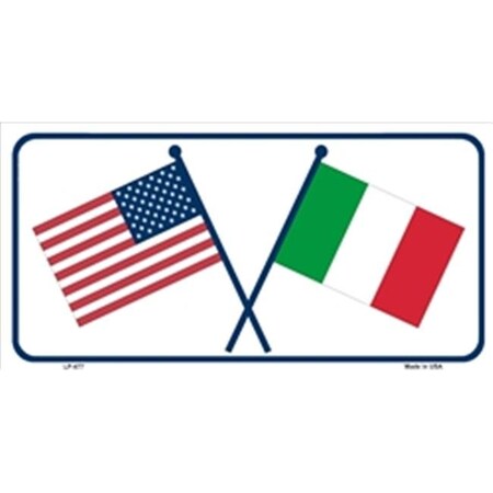 United States Italy Crossed Flags Metal Novelty License Plate Tag LP-477